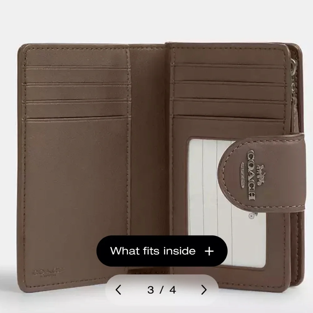 Coach 🤎🩶 medium corner zip Wallet Dark Stone leather NWOT - Picture 12 of 16